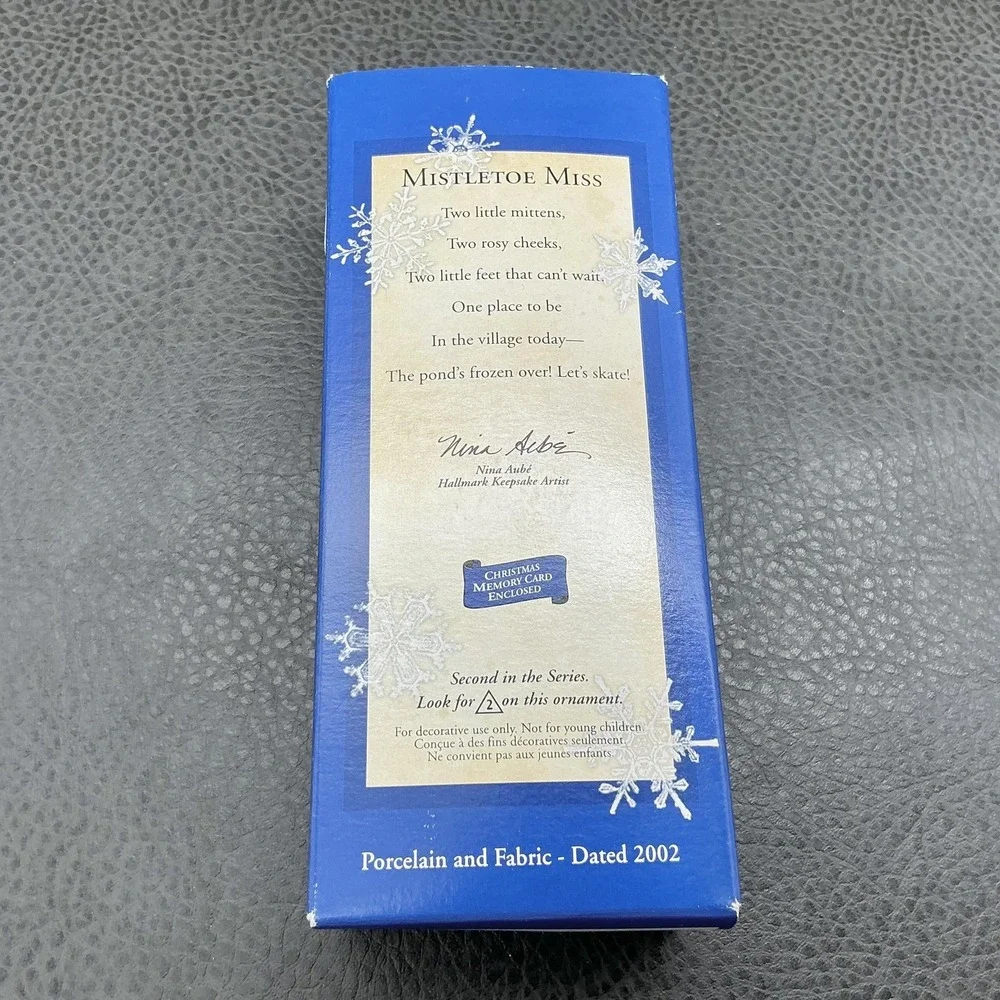 Vintage Hallmark Keepsake Ornament Mistletoe Miss 2002 Porcelain Fabric Boxed
